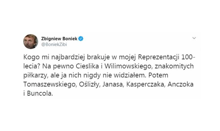 Boniek UZUPEŁNIA swoją Reprezentację 100-lecia